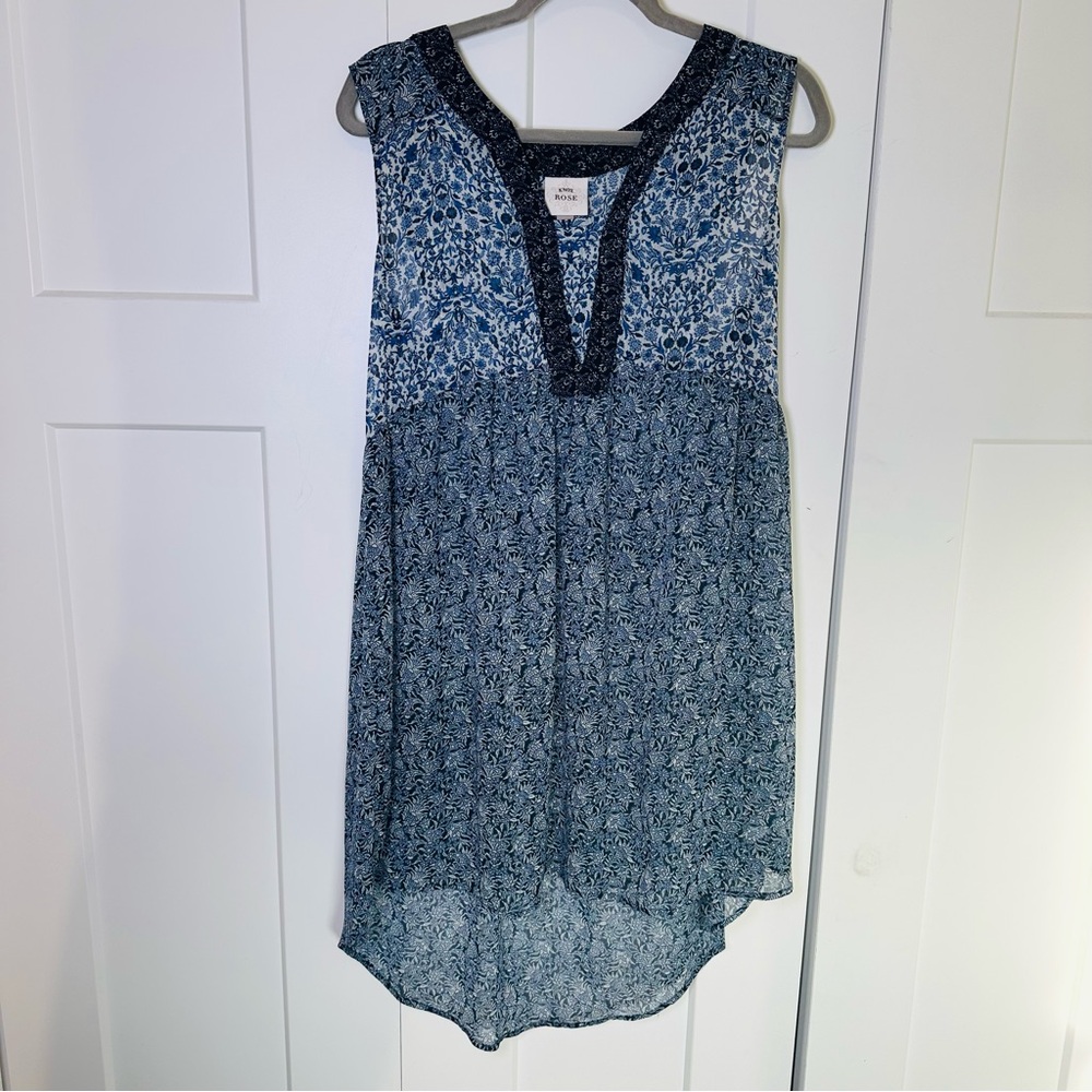 Knox Rose Blue and White Floral Blouse